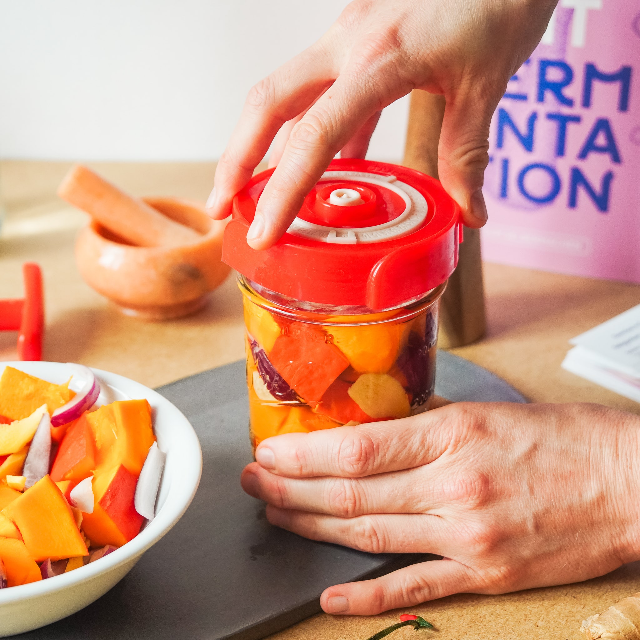 Chili-Ingwer-Kürbis fermentieren