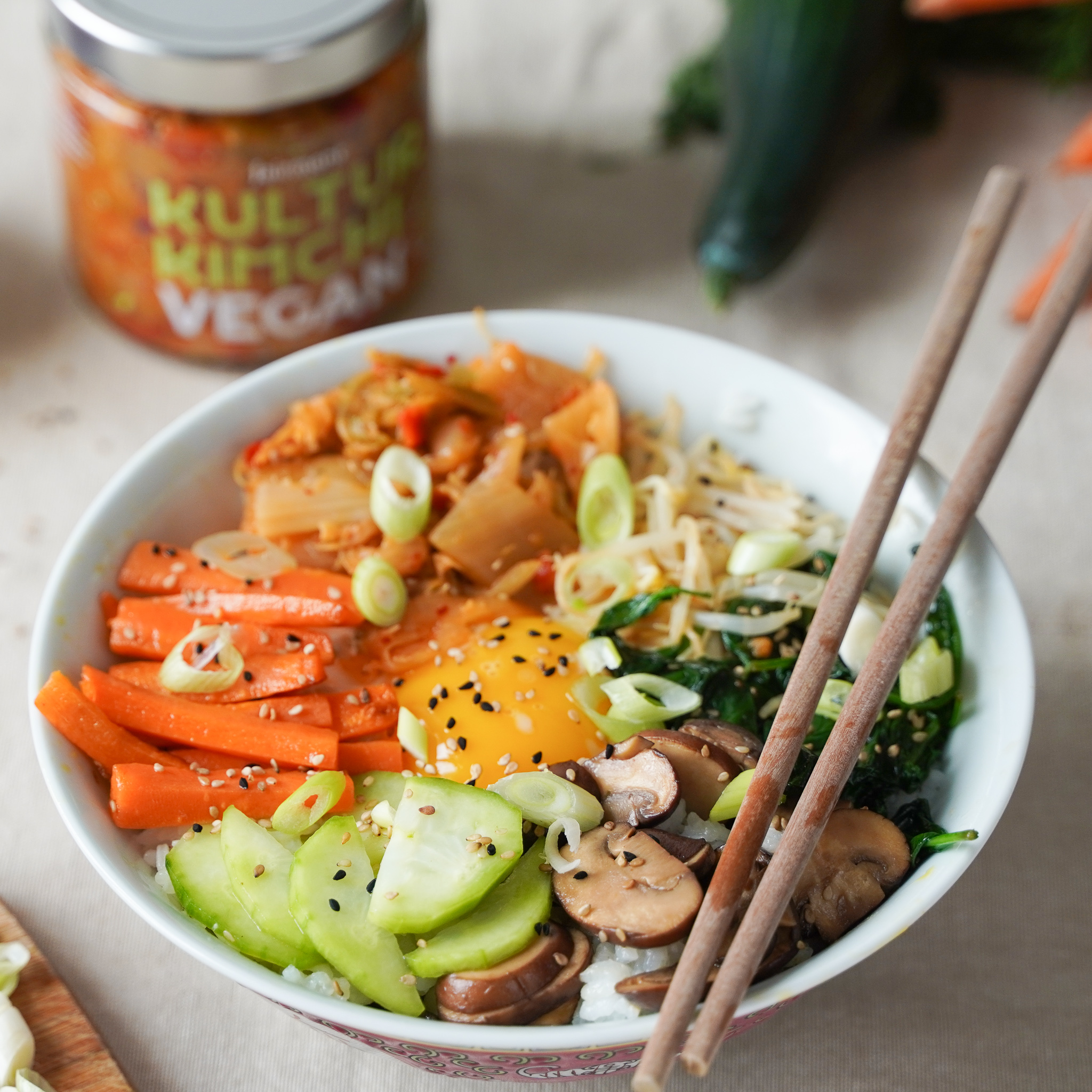 Bibimbap Reisschale Mit Rindfleisch Und Gemüse