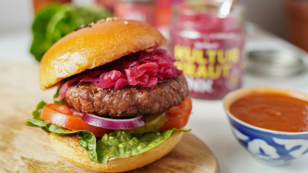 Kraut Burger mit KombuchaBarbecueSoße Fairment